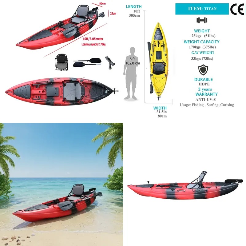Fishing Kayak Seat - 10ft Single Seat Sit on Fishing